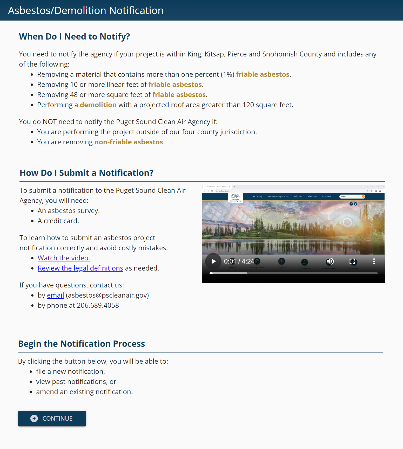 Picture of our improved asbestos web page
