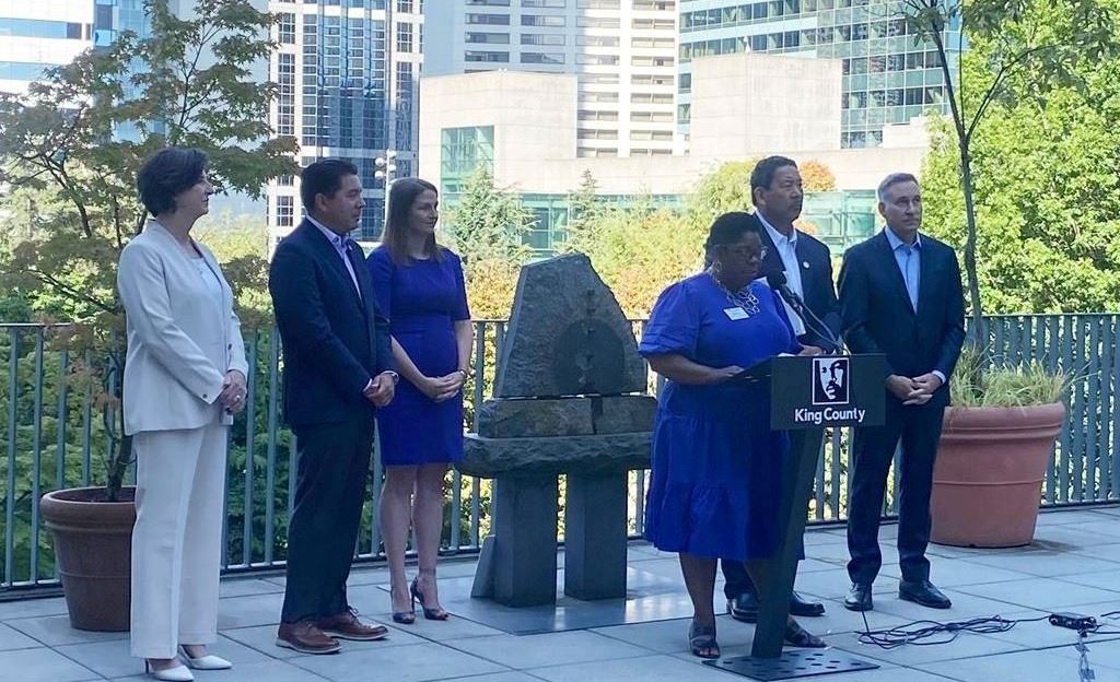 Executive Director Cooley stands alongside EPA and King County representatives at Press event announcing $50 million EPA grant 	